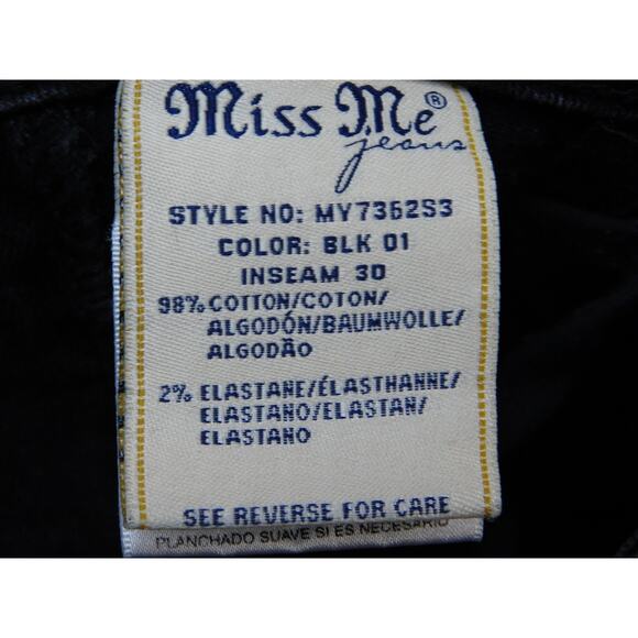 Miss Me Jeans Juniors 31 Black Skinny Animal Print Rhinestone Stretch Denim - Picture 4 of 6